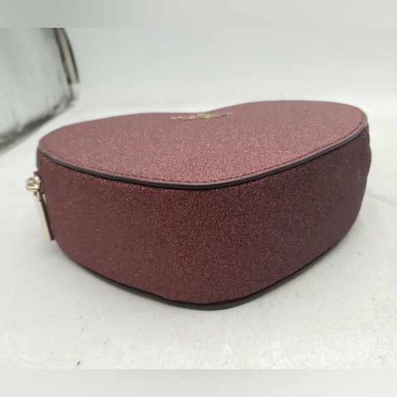 Kate Spade Glitter Heart-Shaped Top Handle Mini Bag in Burgundy - Picture 4 of 9
